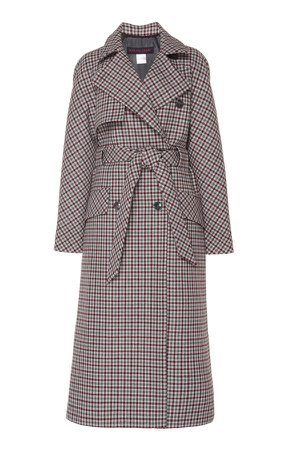 Checked Wool-Blend Trench Coat