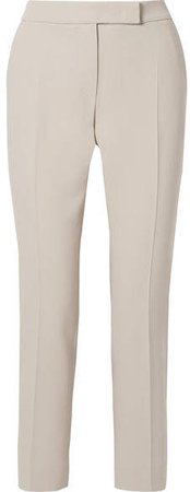 Cropped Stretch-wool Crepe Straight-leg Pants - Beige