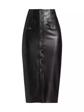Shop Veronica Beard Barrie Vegan Leather Midi-Skirt | Saks Fifth Avenue