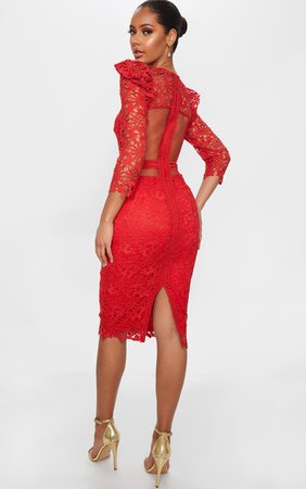Red Lace Sheer Dress