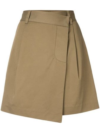 Goen.J asymmetric mini wrap skirt