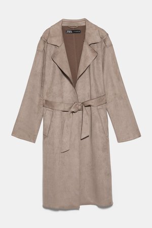 FAUX SUEDE TRENCH COAT WITH BELT - NEW IN-WOMAN | ZARA United States brown