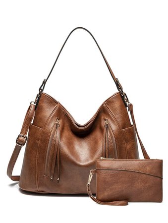 Brown Leather Bag and Purse