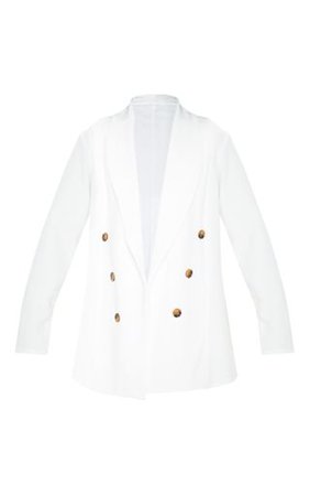 White Oversized Button Detail Blazer | PrettyLittleThing USA