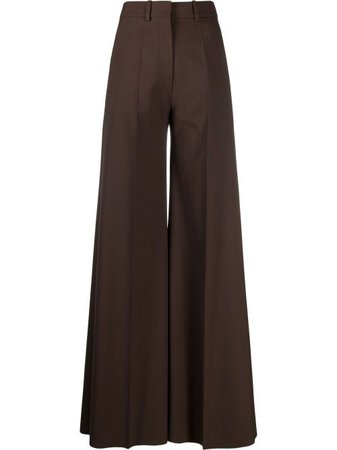 Shop brown Valentino high-waisted wide-leg trousers with Express Delivery - Farfetch