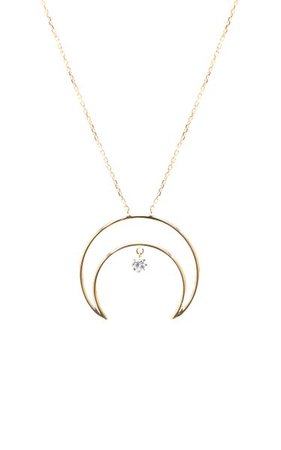 18k Yellow Gold Necklace Moon Diamond Necklace By Persée | Moda Operandi