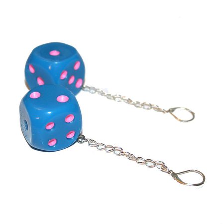 Big Blue and Pink Dice Earrings - vintage 90s dice earrings novelty jewelry pastel grunge poker gambling gambler las vegas roulette