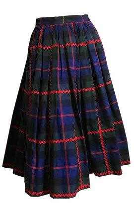 Ric Rac Trimmed Preppy Plaid Cotton Full Skirt circa 1940s – Dorothea's Closet Vintage