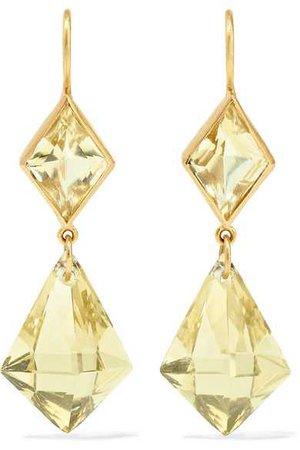 Marie-Hélène de Taillac | 22-karat gold quartz earrings | NET-A-PORTER.COM