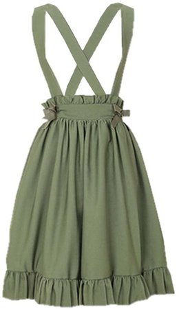 Amazon.com: Packitcute Green Suspender Skirt for Girls Juniors High Waist Sweet Lolita A-Line Pleated Skirts (M) : Clothing, Shoes & Jewelry