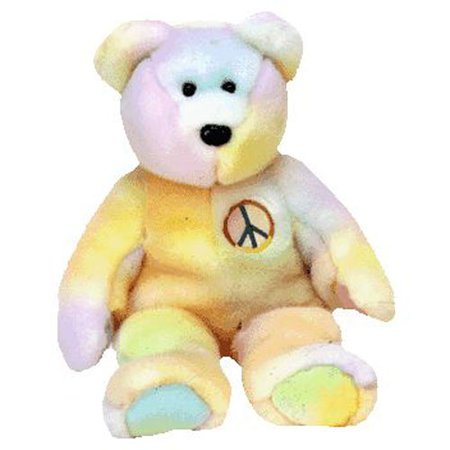 TY Beanie Buddy - PEACE the Ty-Dyed Bear (pastel version) (14 inch): BBToyStore.com - Toys, Plush, Trading Cards, Action Figures & Games online retail store shop sale