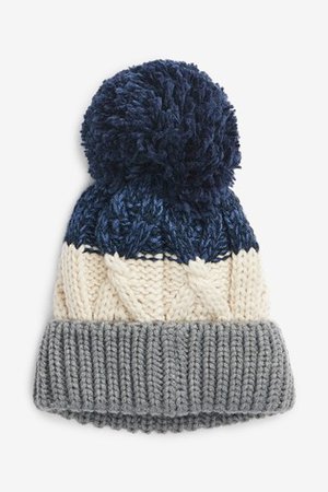 Buy Navy/Cream/Grey Stripe 3 Piece Hat, Scarf & Gloves Set (Younger) from the Next UK online shop