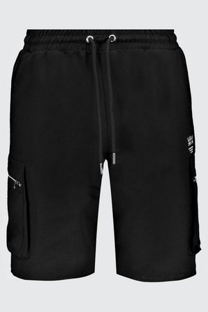 Mid Length Cargo Shorts With Zip Detail | Boohoo
