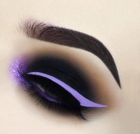 Black Smokey Eyeshadow with Violet Eyeliner