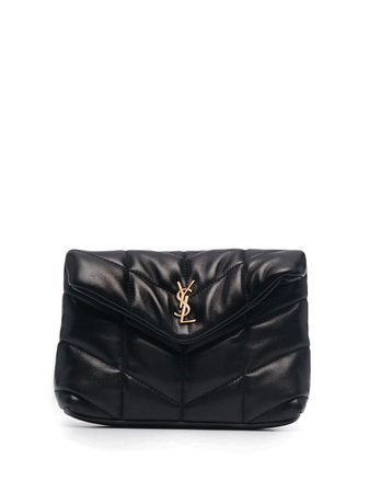 Shop Saint Laurent small Puffer quilted clutch with Express Delivery - FARFETCH