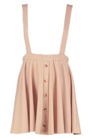 Button Front Pinafore Skirt | Boohoo