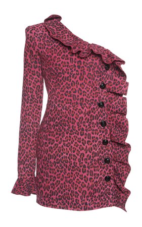 Dundas Leopard Print Suede Button Side Dress