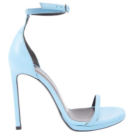 Leather heels Saint Laurent Blue size 35.5 EU in Leather - 5000987