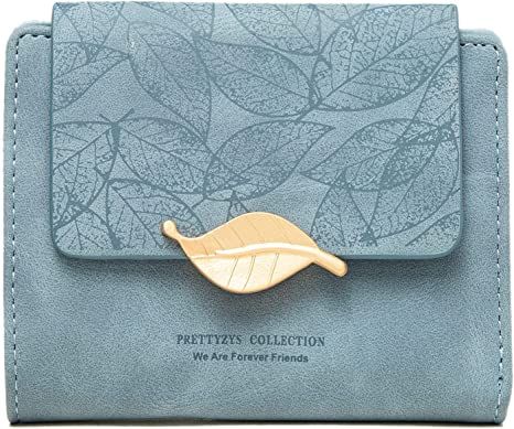 Amazon.com: SUNAVY Women's Small Purse Leather Wallet Leaf Bifold Card Coin Holder Small Purses Buckle Zipper Clutch (Blue), M : Clothing, Shoes & Jewelry