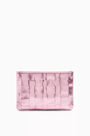 EDIT Pink Weave Zip Large Pouch Clutch Bag | Topshop