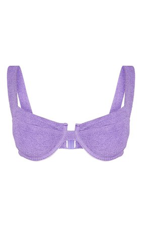Purple Mini Crinkle Underwired Square Bikini Top | PrettyLittleThing