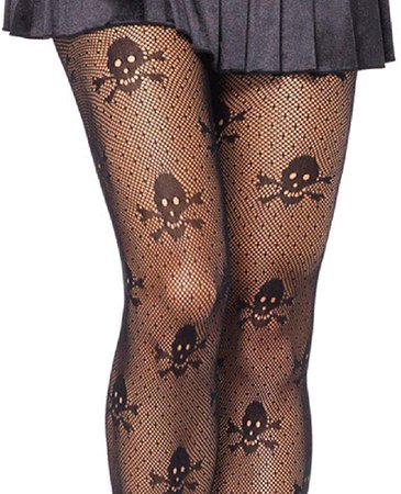 Maiheimoon Women Soft Black Lace Tight Floral Fishnet Pantyhose Pack of 2 Pairs (Skull) at Amazon Women’s Clothing store
