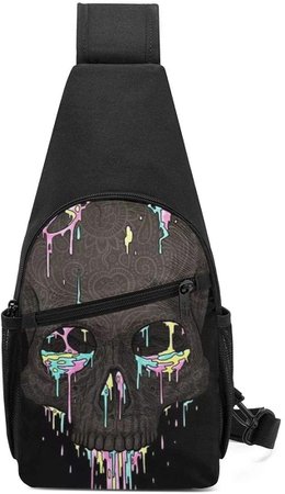 Amazon.com: ZENPREI Sugar Skull and Flowers Printed Sling Backpack,Travel Hiking Shoulder Bag Men's Casual Chest Bag: Sports & Outdoors