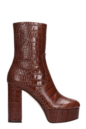 Paris Texas High Heels Ankle Boots In Brown Leather