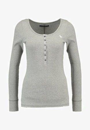 Abercrombie & Fitch MARKETED HENLEY - Long sleeved top - grey - Zalando.co.uk