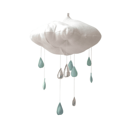 Luxe White Cloud + Raindrop Mobile in Aqua Silver – Project Nursery