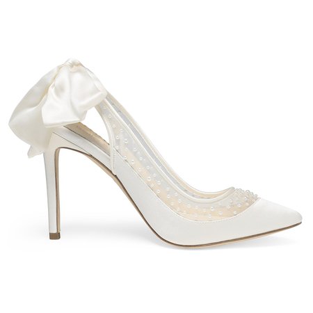 (1) Gabrielle Bridal Shoes With Pearls - Slingback Pumps – Bella Belle Shoes
