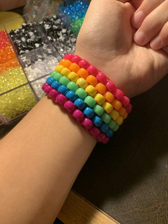 Rainbow Striped Kandi cuff bracelet | Etsy
