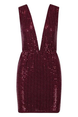 Sequin Stripe Plunge Bodycon Mini Dress | Boohoo