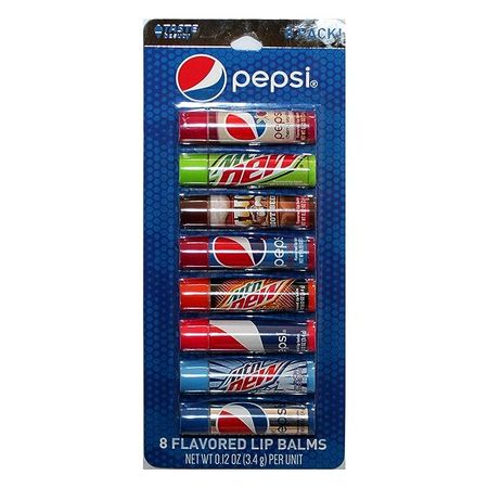 Amazon.com : Taste Beauty (1) Party Pack Pepsi - 8pc Soda Flavored Lip Balm Sticks - Flavors: Cherry Vanilla, Mountain Dew, Mug Root Beer, Wild Cherry, Livewire, White Out, Diet - Net Wt. 0.12 oz Each Stick : Beauty & Personal Care