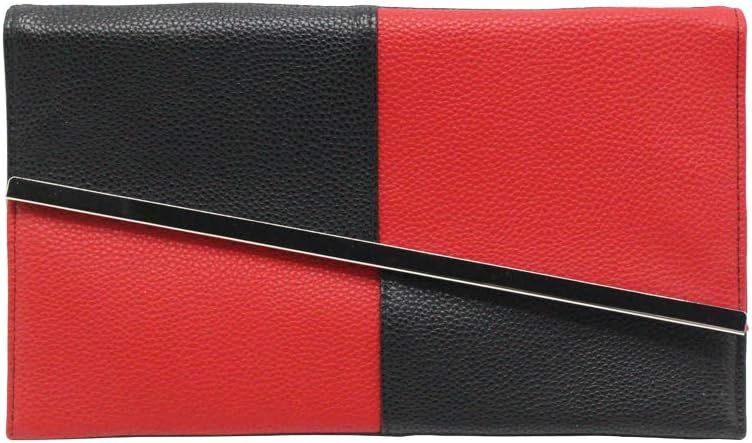 KEENICI Womens PU Leather Envelope Clutch Bag for Women Evening Handbags Shoulder Bags (Black and Red), Medium: Handbags: Amazon.com