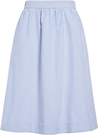 Stripe Seersucker Midi Skirt