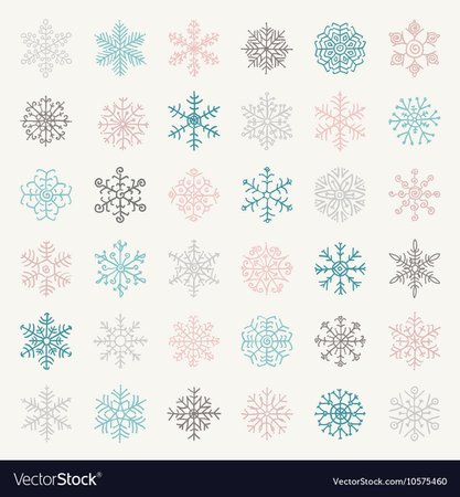 Colorful winter snow flakes doodles Royalty Free Vector