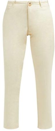 Holiday Boileau - Buckled Tab High Rise Cotton Chino Trousers - Womens - Cream