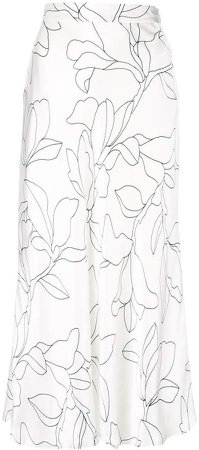 floral outline print slip skirt