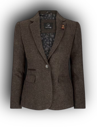 Womens tweed herringbone blazer jacket waistcoat brown 1920s vintage tailored blazer