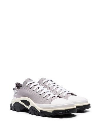 Adidas By Raf Simons Grey Detroit Runner contrast sole low-top cotton sneakers