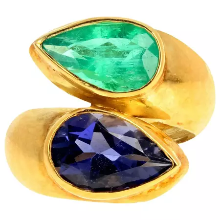 AJD Set of 2.3Ct Iolite and 2Ct Green Emerald Ring + 4.5Cts Emerald Earrings For Sale at 1stDibs | 8 ct diamond ring