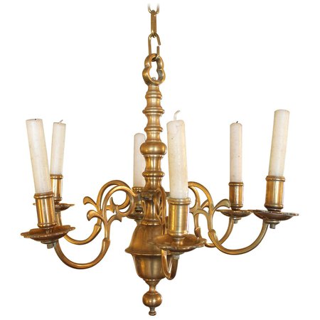 18th Century French Chandelier in Bronze 6 Branches For Sale at 1stDibs