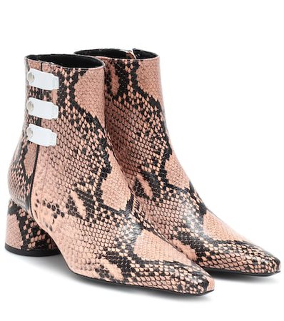 Printed leather ankle boots