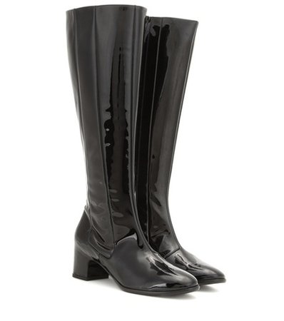 Patent leather knee-high boots