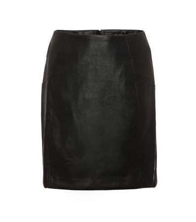 Black Leather-Look Mini Skirt | New Look