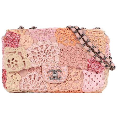 Chanel Pink Flower Multi Color Crochet Leather Medium Evening Shoulder Flap Bag For Sale at 1stDibs | chanel crochet flap bag