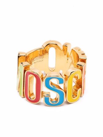 Moschino gold-tone logo-lettering Ring - Farfetch