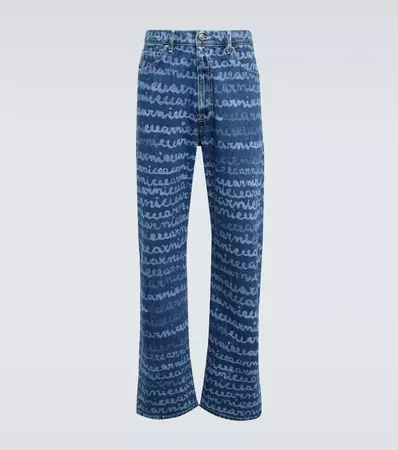 MARNI Printed Straight Leg Jeans in Blue