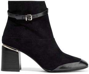 Leather-trimmed Suede Ankle Boots